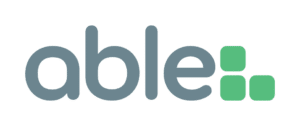Able" logo with three green squares forming a diagonal line on the right side.
