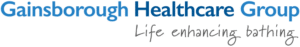 Logo of Gainsborough Healthcare Group with the slogan "Life enhancing bathing" in black script font.