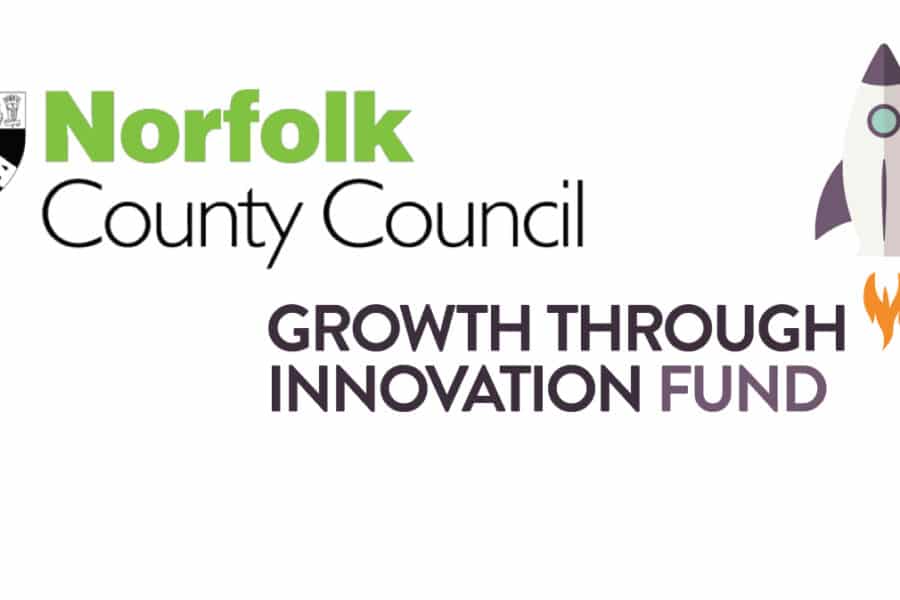 Norfolk County Council Logo paired with the Growth Through Innovation Fund logo on a white background. Growth secured to help build eco-friendly laundry products