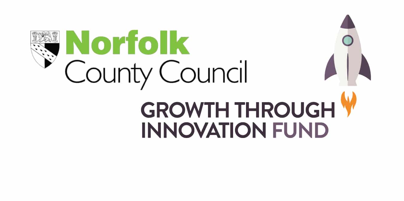 Norfolk County Council Logo paired with the Growth Through Innovation Fund logo on a white background. Growth secured to help build eco-friendly laundry products