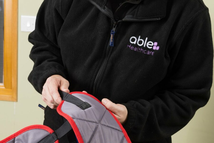 loler sling inspection done by a man in a black jacket.