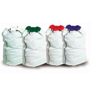 Colour-coded laundry bags used in care homes to help prevent cross-contamination during laundry handling