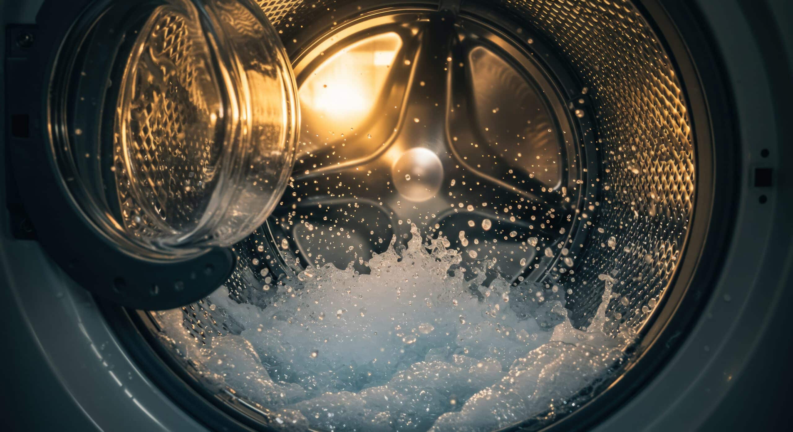 commercial washing machines in a professional laundry environment